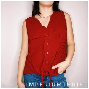 Torrid Button Up Tank Blouse Red 3
